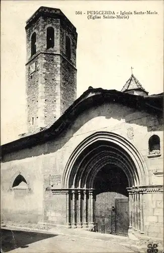 Ak Puigcerda Katalonien, Iglesia Santa Maria, Eglise Sainte Marie