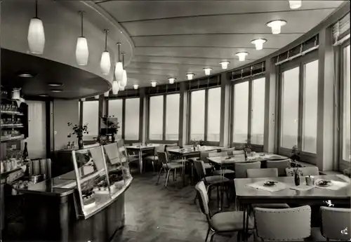 Ak Rathsfeld Steinthaleben am Kyffhäuser in Thüringen, Fernsehturm Kulpenberg, HOG Turmcafé, Innen
