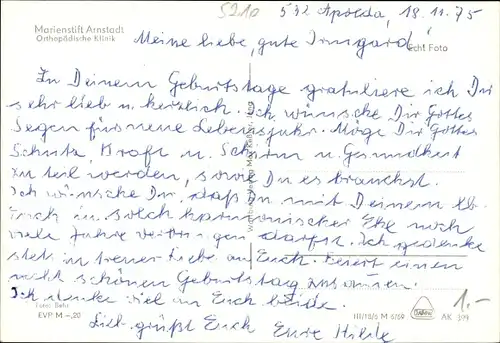 Ak Arnstadt in Thüringen, Marienstift, Orthopädische Klinik
