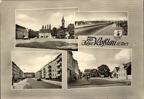 Ak Roßlau an der Elbe, 750 Jahre, Marktplatz, Brücke der Freundschaft, Hauptstraße, Mitschurinstraße