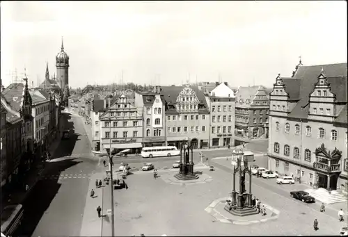 Ak Lutherstadt Wittenberg, Markplatz, Denkmäler