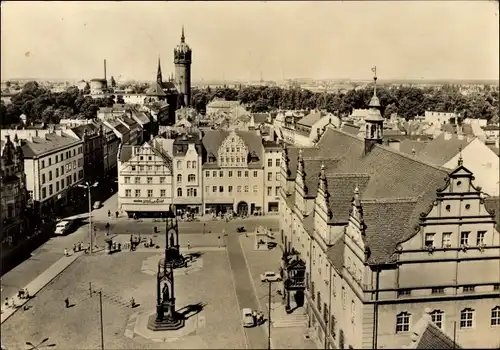 Ak Lutherstadt Wittenberg, Blick zum Marktplatz und zur Kirche