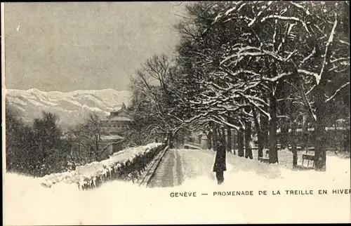 Ak Genève Genf Stadt, Promenade de la Treille en Hiver, Winter