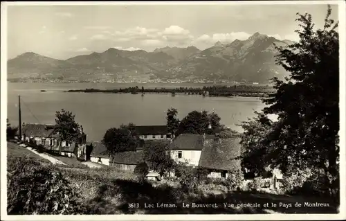 Ak Le Bouveret Kanton Wallis, Lac Leman, Vue generale et le Pays de Montreux