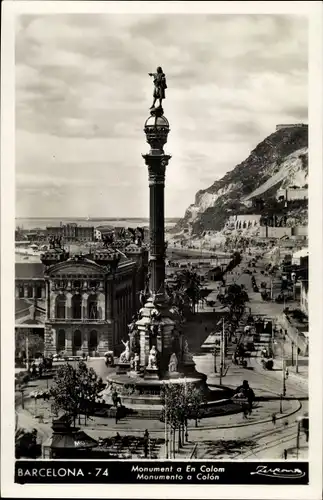 Ak Barcelona Katalonien Spanien, Monument a En Colom