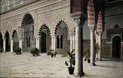 Ak Sevilla Andalusien, Alcázar Pario de las Doncelias