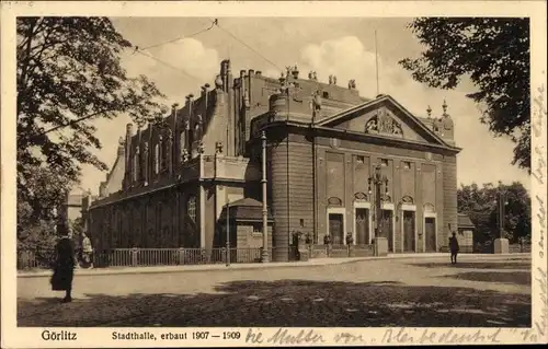 Ak Görlitz in der Lausitz, Partie bei der Stadthalle, erbaut 1907-1909