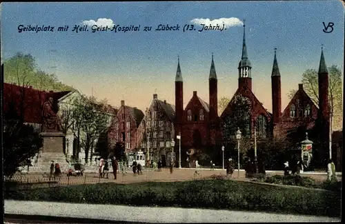 Ak Lübeck in Schleswig Holstein, Geibelplatz mit Heil. Geist-Hospital