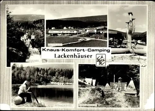 Ak Lackenhäuser Neureichenau im Bayerischen Wald, Knaus-Komfort-Camping, Schwalbensee