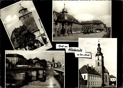 Ak Höchstadt an der Aisch, Kirche, Brücke, Ortsansichten