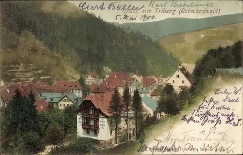 Ak Triberg im Schwarzwald, Panorama vom Ort