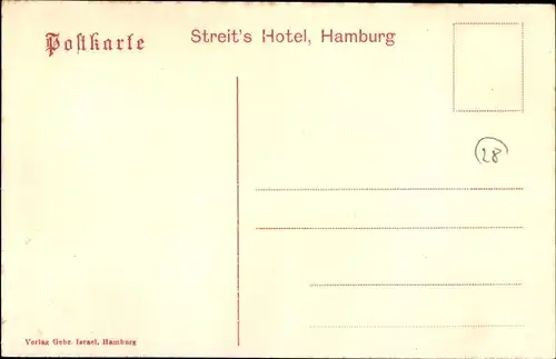 Ak Hamburg Mitte Altstadt, Streit's Hotel, Inneres