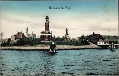 Ak Holtenau Kiel, Leuchtturm, Kaiser Wilhelm Denkmal