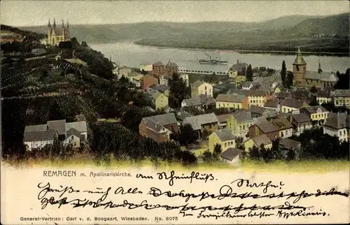 Ak Remagen am Rhein, Panorama mit Apollinariskirche