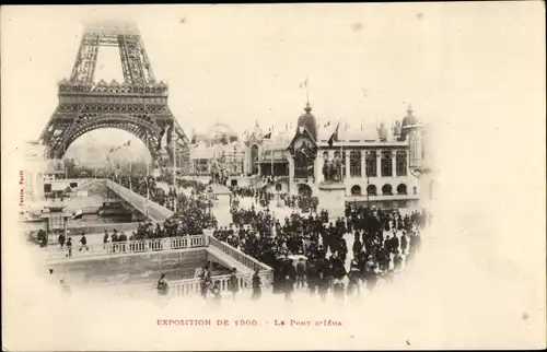 Ak Paris VII, La Tour Eiffel, Eiffelturm, Exposition universelle 1900, Le Pont d'Iena