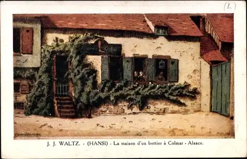 Künstler Ak Hansi / Jean Jacques Waltz, Colmar Kolmar, La Maison d'un bottier à Colmar Alsace
