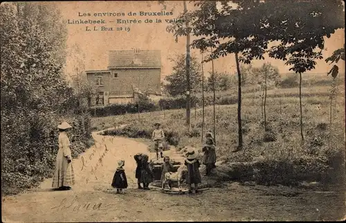 Ak Linkebeek Flämisch Brabant, Entree de la vallee, spielende Kinder