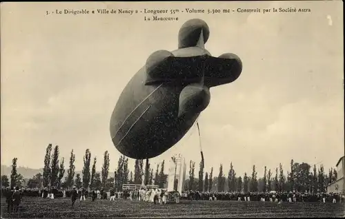 Ak Le Dirigéable Ville de Nancy, Französischer Zeppelin