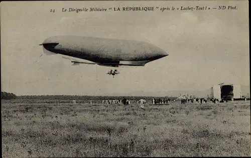 Ak Le Dirigeable Militaire Republique apres le Lachez Tout, Zeppelin