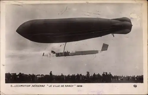 Ak Locomotion Aérienne, Zeppelin, Le Ville de Nancy