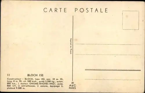 Künstler Ak Französische Militärflugzeuge Bloch 152, Constructeur Bloch