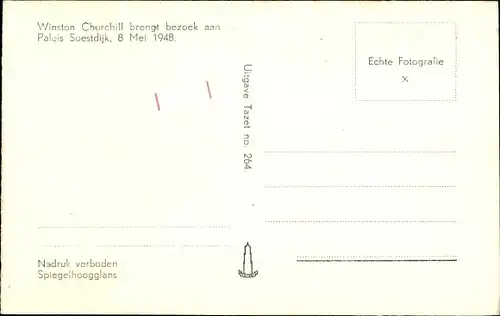 Ak Juliana der Niederlande, Winston Churchill, Paleis Soestdijk 1948