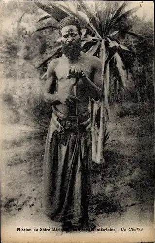 Ak Mission du Shire, Un Civilise, Afrikaner, Portrait