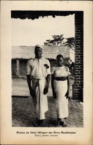Ak Mission du Shiré des Pères Montfortains, deux jeunes mariés