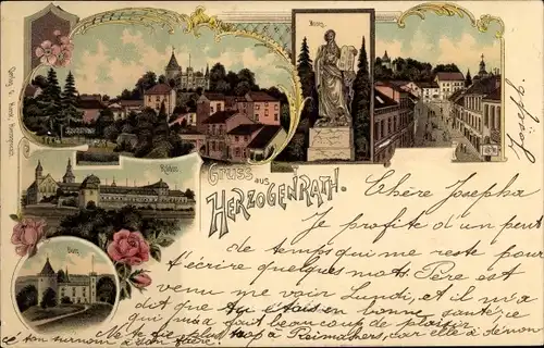 Litho Herzogenrath Nordrhein Westfalen, Burg, Gesamtansicht, Denkmal