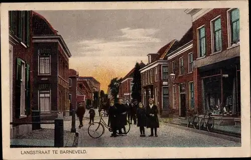 Ak Barneveld Gelderland, Langstraat, Straßenpartie, Geschäft