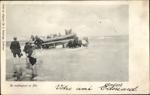 Ak Nes Ameland Friesland Niederlande, De reddingboot