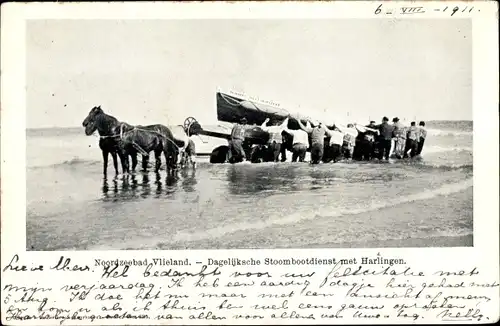 Ak Vlieland Friesland Niederlande, Dagelijksche Stoombootdienst met Harlingen