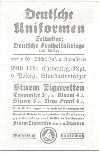 Sammelbild Deutsche Uniformen, Deutsche Freiheitskriege Serie 20 Bild 118,Chevauleg. Regt. v. Polenz