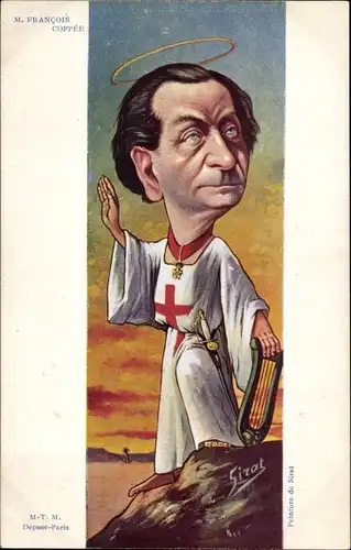 Künstler Ak Sirat, Französischer Schriftsteller François Coppée, Dreyfus Affäre, Karikatur