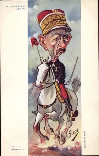 Künstler Ak Sirat, Le General Louis Andre, Karikatur, Dreyfus Affäre