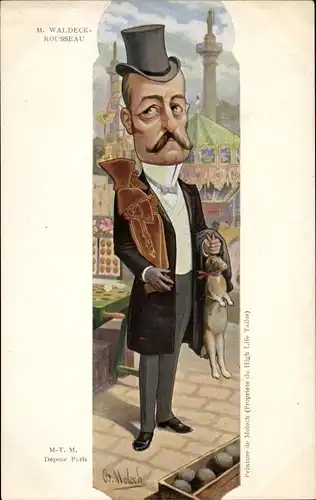 Künstler Ak Moloch, B., Französischer Politiker Pierre Waldeck-Rousseau, Dreyfus Affäre, Karikatur