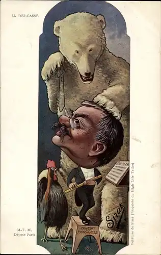 Künstler Ak Sirat, Französischer Politiker Théophile Delcassé, Karikatur, Eisbär, Dreyfus Affäre