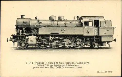 Ak Güterzug Tenderlokomotive 8521 Gattung T 14 der Preußischen Staatsbahnen