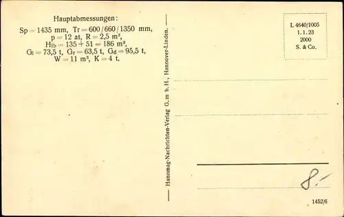 Ak Güterzug Tenderlokomotive 8521 Gattung T 14 der Preußischen Staatsbahnen