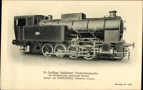 Ak D-Zwilling Nassdampf Tenderlokomotive für Hüttenbetrieb, gedrängte Bauart