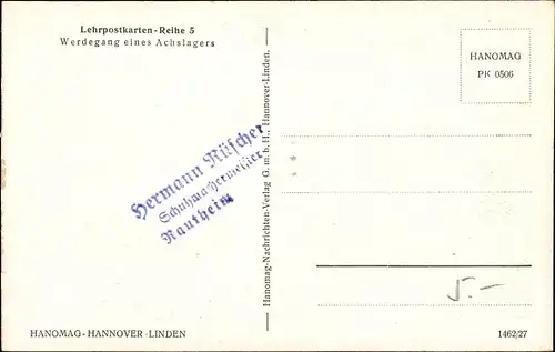 Ak HANOMAG Hannover Linden, Werdegang eines Achslagers, Achslagergehäuse, dampfhydraulische Presse