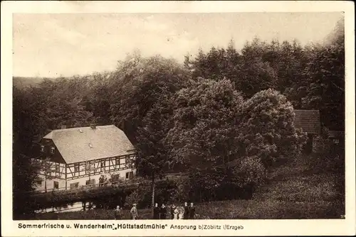 Ak Ansprung Marienberg im Erzgebirge Sachsen, Wanderheim Hüttstadtmühle