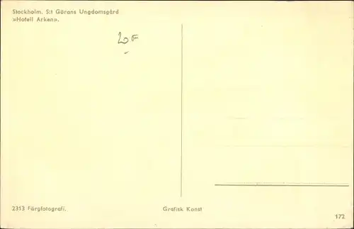 Ak Stockholm Schweden, St. Görans Ungdomsgard, Hotell Arken