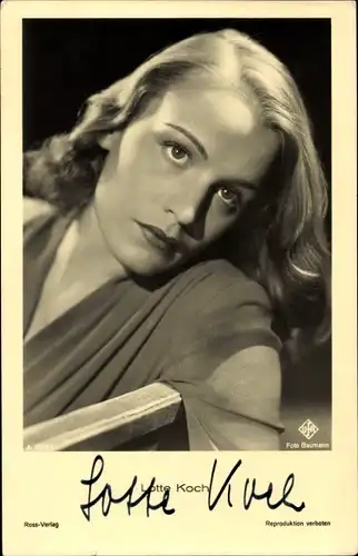 Ak Schauspielerin Lotte Koch, Portrait