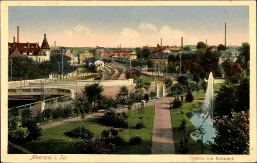 Ak Meerane in Sachsen, Partie am Bahnhof