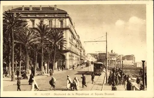 Ak Algier Alger Algerien, Boulevard de la Republique, Le Square Bresson