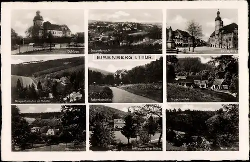 Ak Eisenberg in Thüringen, Markt, Schloss, Froschmühle, Pfarrmühle