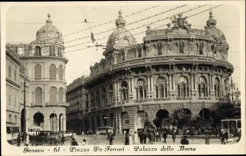 Ak Genova Genua Liguria, Piazza De Ferrari, Palazzo della Borsa