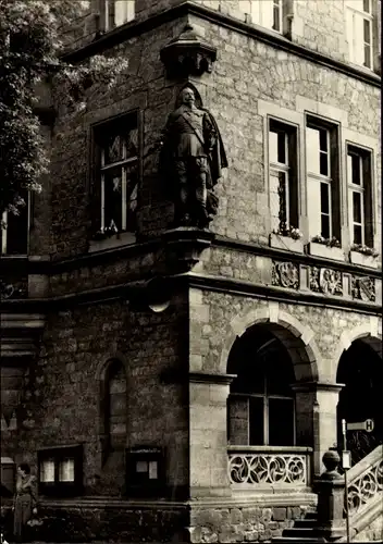 Ak Lützen im Burgenlandkreis, Gustav-Adolf-Standbild am Rathaus