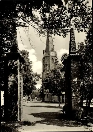 Ak Lützen im Burgenlandkreis, Blick aus dem Ernst-Thälmann-Park, Kirchturm